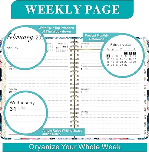 Miniatura 4 de Agenda 2024 – Agenda semanal y mensual 2024 con pestañas mensuales, enero 2024 a diciembre 2024, 8.5 x 6.2 pulgadas, bolsillo interior,