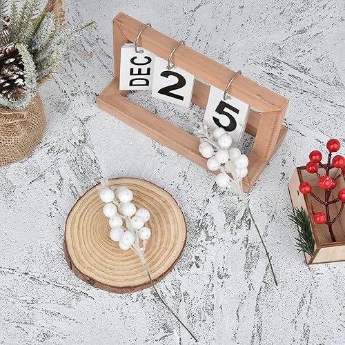 Miniatura 7 de DearHouse - Paquete de 14 tallos de bayas con purpurina para Navidad, artificiales, de 7.8 pulgadas, adornos para el árbol de Navidad, para hacer