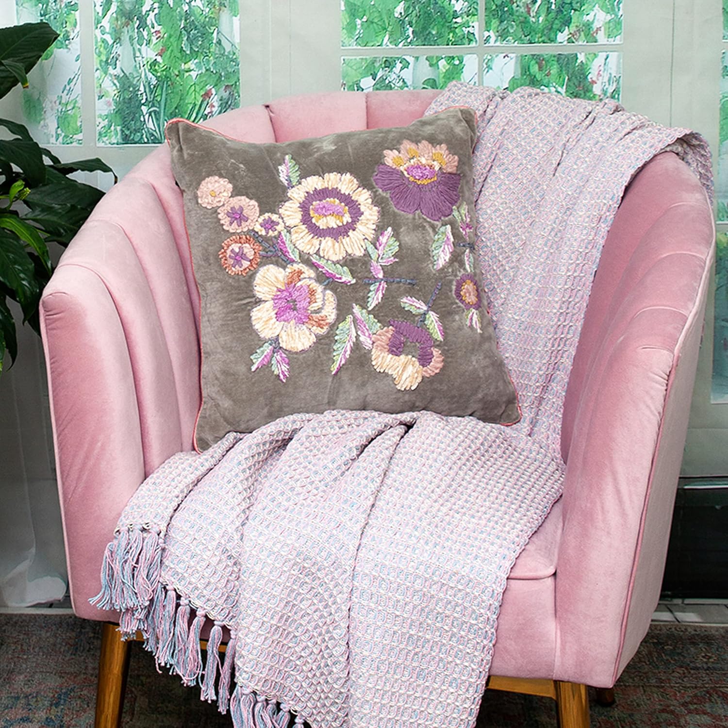 Parkland Collection Penelope Transitional Beige Pillow Cover with Poly Insert