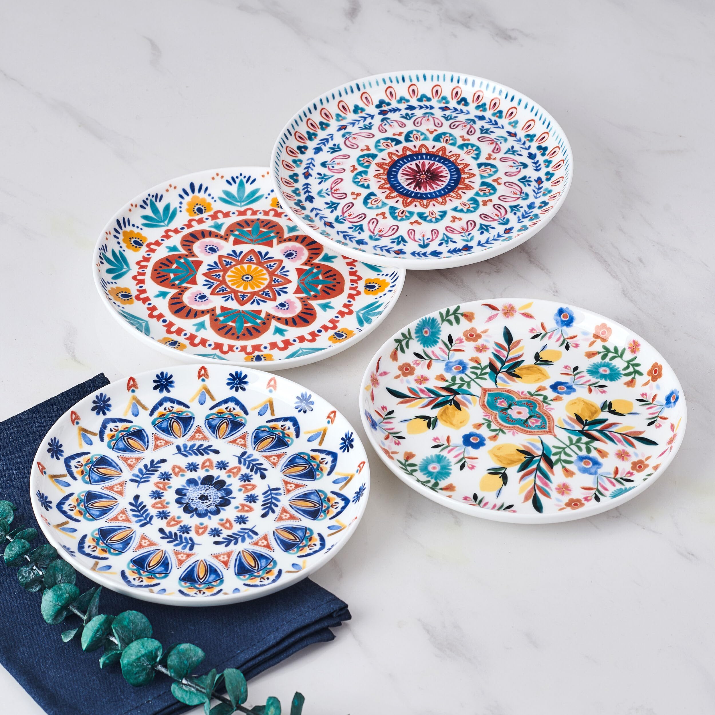 Amazon.com | Mikasa Painted Medallion Set of 4 Bone China