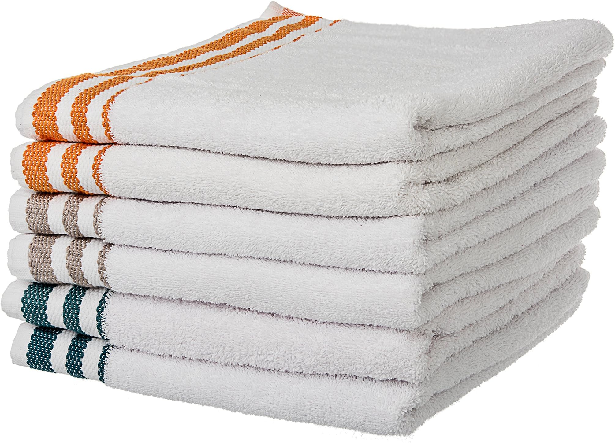 CZ Max 100% Egyptian Cotton Hotel & Spa Bath Towel, for Maximum Softness and Absorbency, 27" X 52" Set of 6 (white assorted stripes (striped colors may vary))