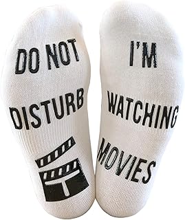 'Do Not Disturb, I'm Watching Movies' Funny Ankle Socks - Great Birthday Christmas Gift For Movie Fans Black