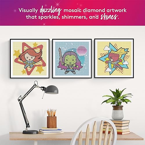 Miniatura 4 de DIAMOND ART CLUB Little BUT Mighty Wonder Woman - Kit de pintura de diamantes en lienzo de superhéroe, arte redondo de diamante 5D para adultos y