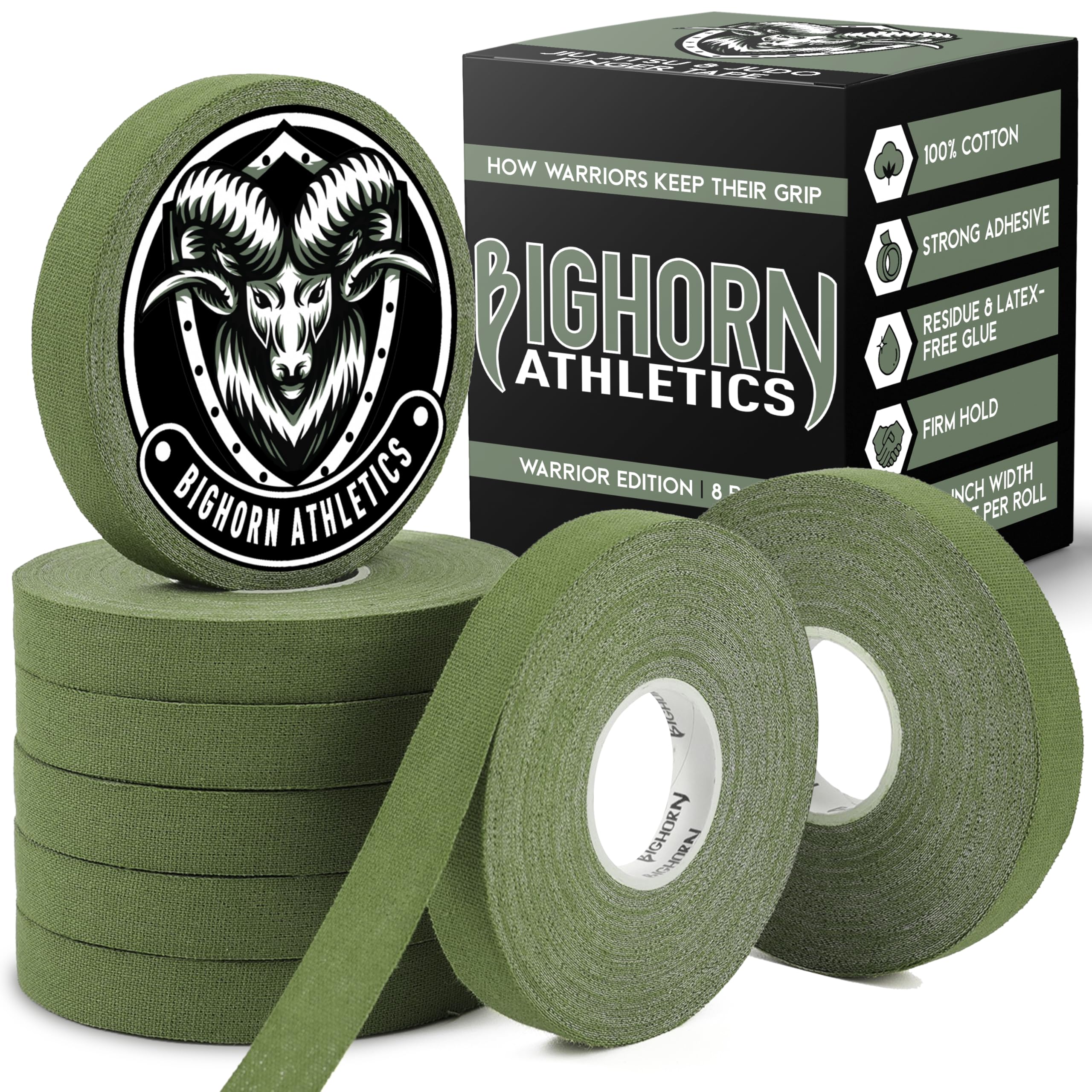 Bighorn Athletics Jiu Jitsu Finger Tape Athletic Sports Tape for Injuries Support BJJ Judo Wrestling Rock Climbing Volleyball