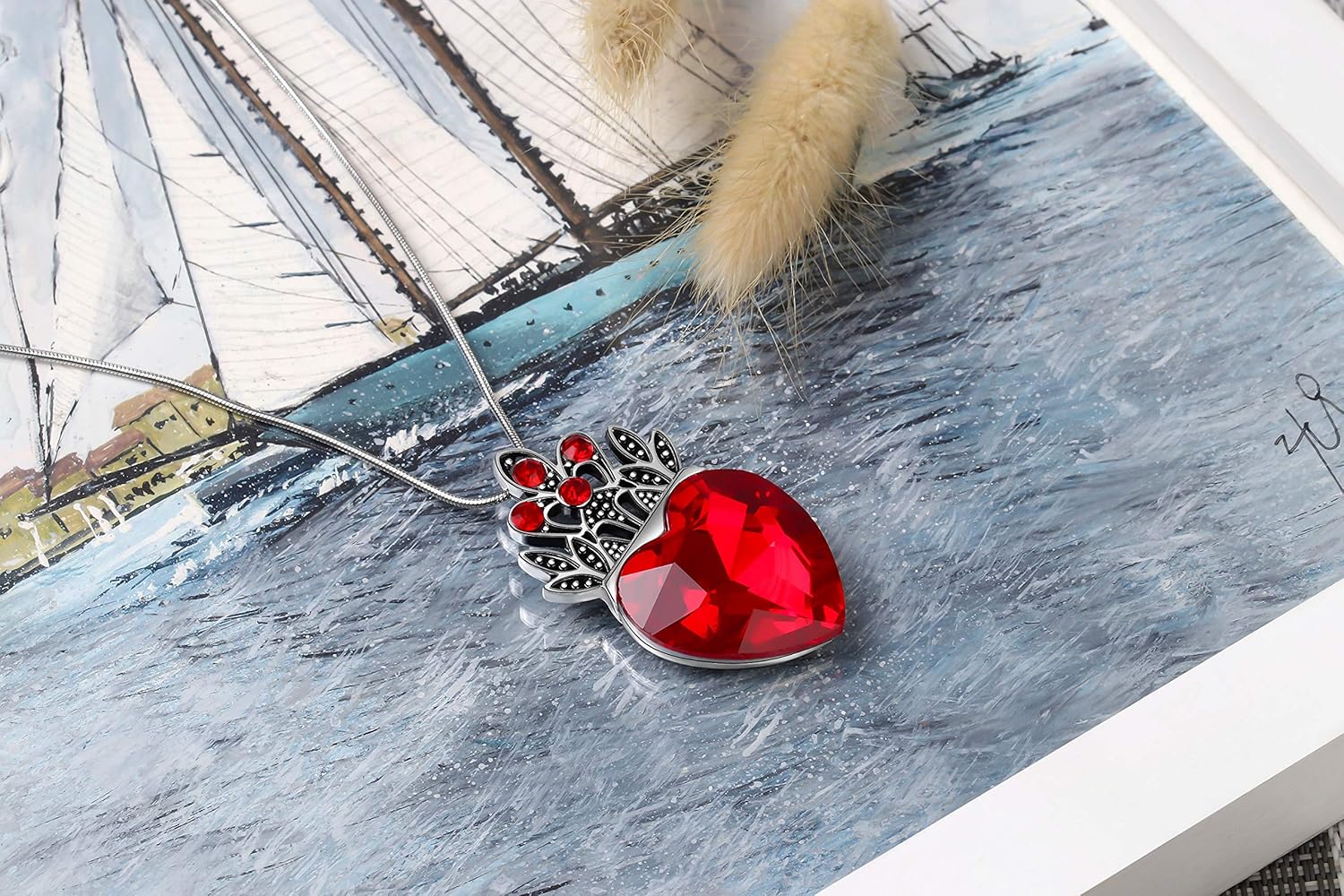 Evie Red Heart Necklace Descendant Princess Costume Queen of Hearts Fan Jewelry For Teens Halloween Parties - Image 2