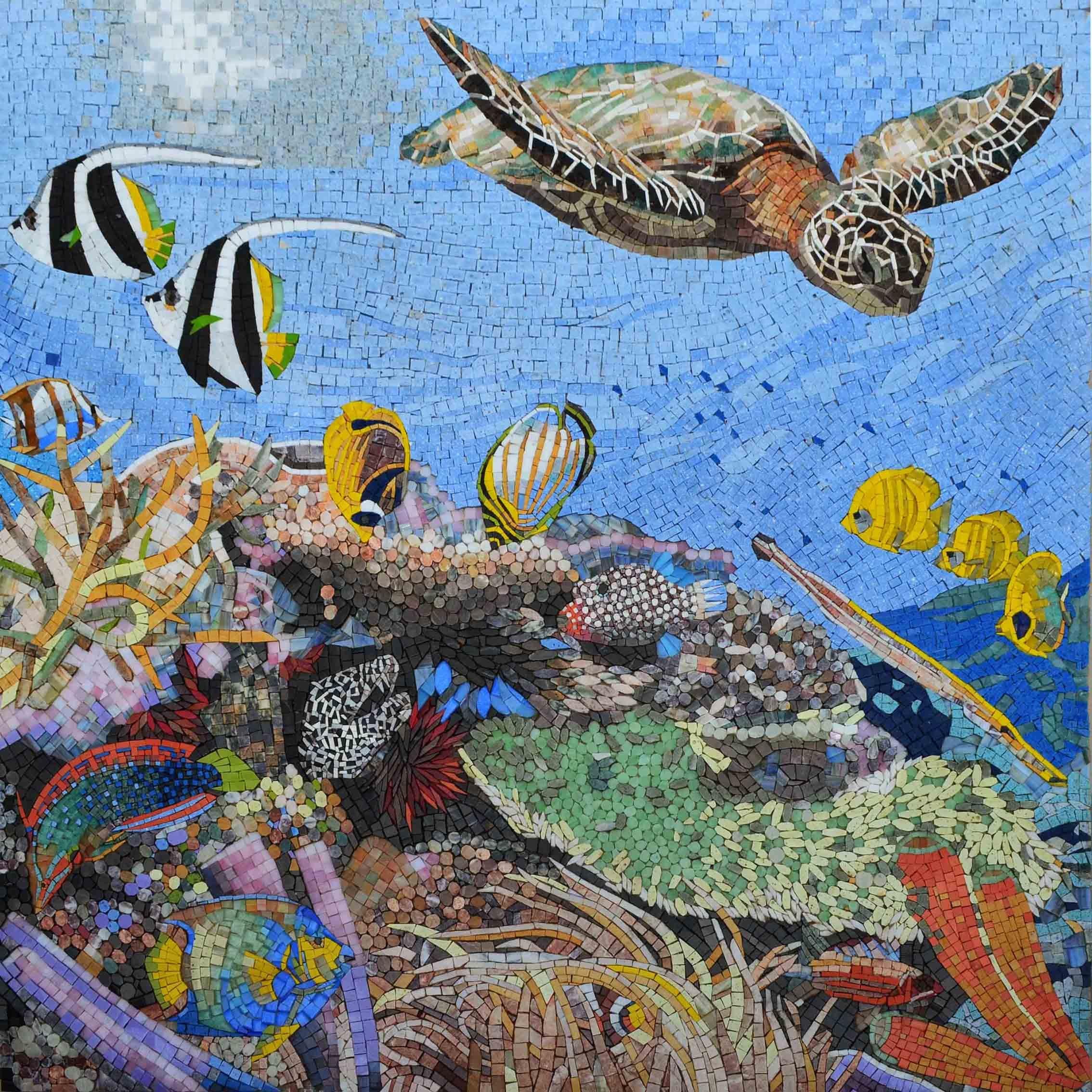 Wabasso Coastal Beach - Mosaic Art | Mosaic Designs | Mosaic Artwork | Mosaic Wall Art by Mozaico | Handmade Mosaics | 39" x 39"