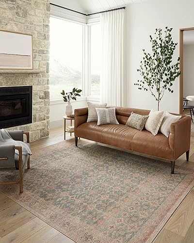 Angela Rose x Loloi Aubrey Collection AUB-02 - Alfombra decorativa de 2 pies x 5 pies 0 pulgadas, color aguamarinaarena