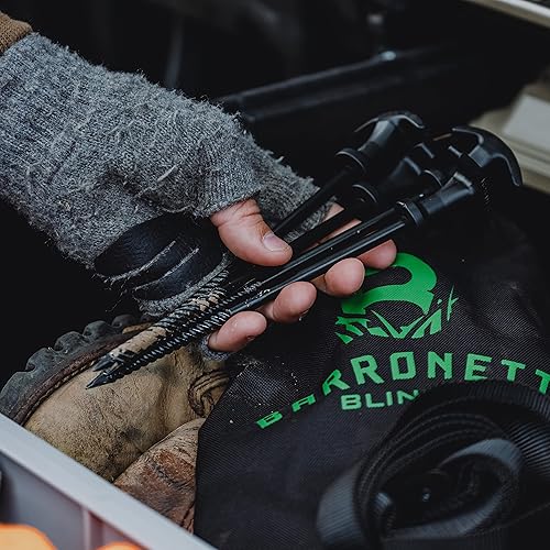 Miniatura 2 de Barronett Blinds Kit de estaca todo terreno, 8 estacas de punta roscada, 4 amarres, bolsa de transporte, BA705, negro