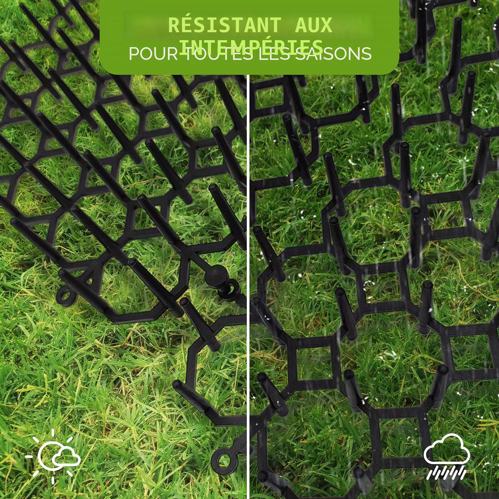 ISOTRONIC Tapis Anti-épines Contre Chats, martres et Chiens – Protection pour Jardin, Arbres, Maison et Voiture – Grillage Anti-griffures modulable – Surface 1,5 m² – Lot de 24 pièces Robustes