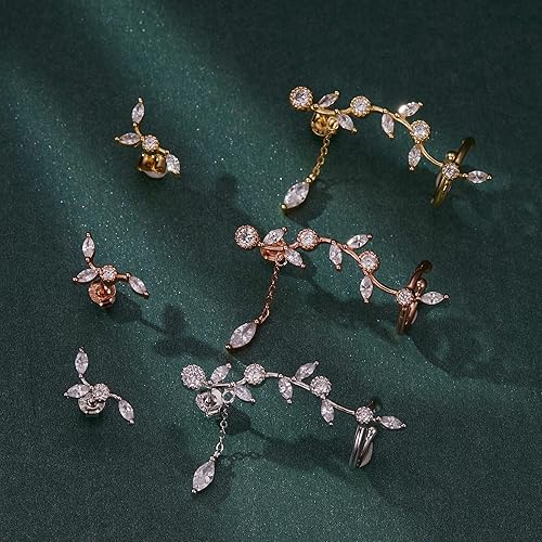 Miniatura 4 de BISAER Aretes de plata de ley 925 con circonitas cúbicas para mujer, regalos de joyería, Plata de ley, Circonia cúbica