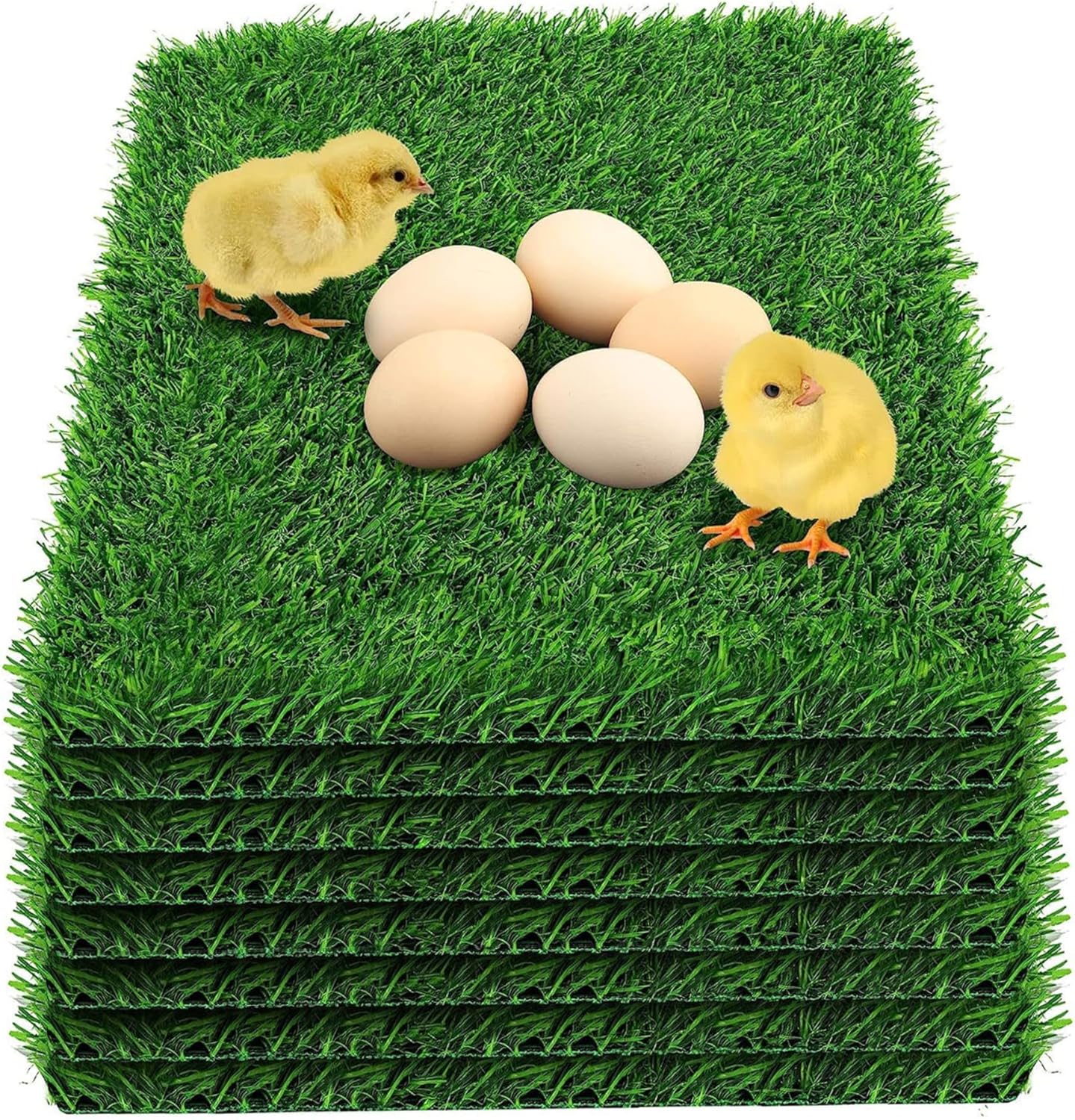 12 Pack Artificial Grass, 12"x12" Turf Grass Mats with Drainage Backing for Chicken Coop Nesting Box, Indoor Outdoor Turf Patches for DIY Decor