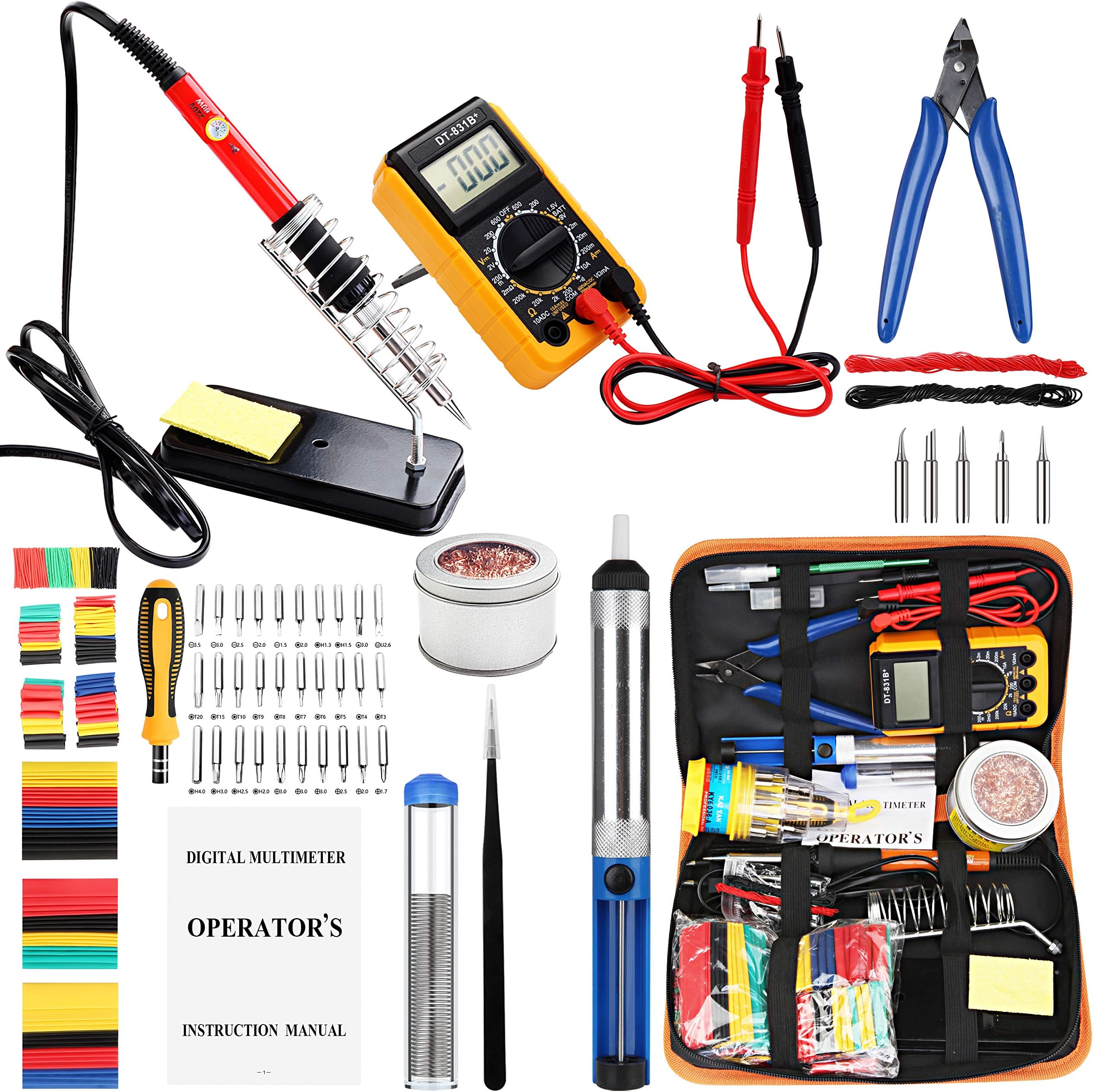 Soldering Irons with Digital Multimeter,Pancellent 60W Adjustable Temperature Welding Tool,328Pcs Heat Shrink tubing,30-in-1 Screwdrivers,5Pcs Soldering Iron Tips