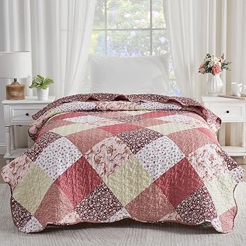 Qucover Pillow Cases 2 Pack Patchwork Pillowcases Standard Size 50x75cm