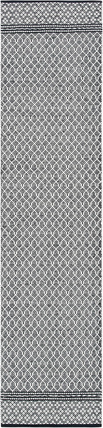 SAFAVIEH Kilim Collection Runner Rug - 2'3" x 9', Black & Ivory, Handmade Flat Weave Stripe Cotton, Ideal for High Traffic Areas in Living Room, Bedroom (KLM703Z)