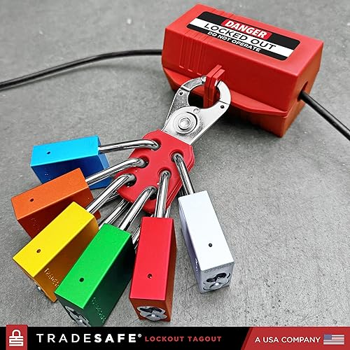 Miniatura 5 de TRADESAFE Juego de cerraduras de bloqueo y etiquetado  10 candados de aluminio plateado, candados con llave igual, 2 llaves por candado de bloqueo,