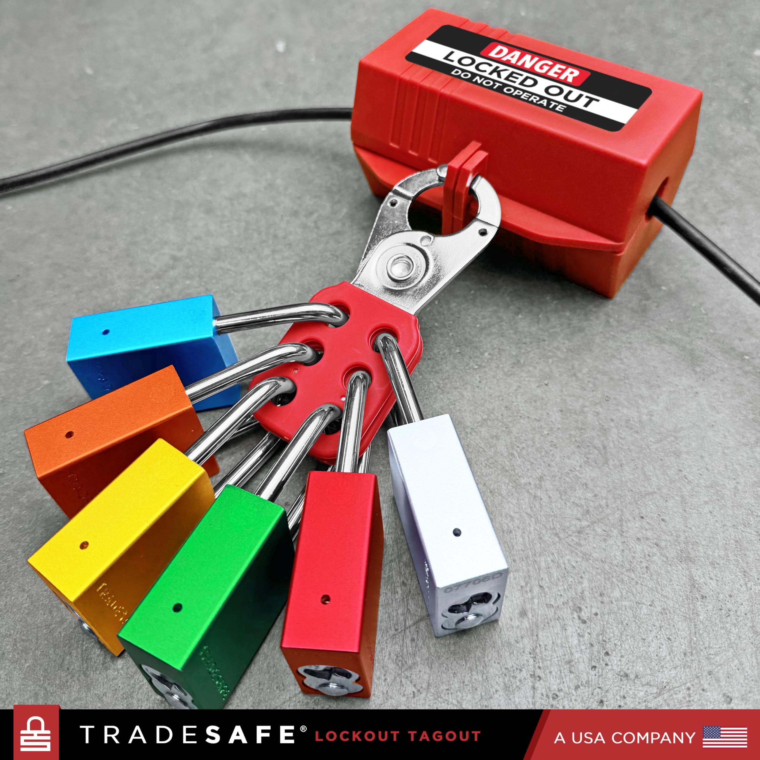 TRADESAFE Juego de cerraduras de bloqueo – 10 cerraduras Loto de aluminio azul, candados con diferentes candados de etiqueta, 2 llaves por candado de bloqueo, cumple con OSHA