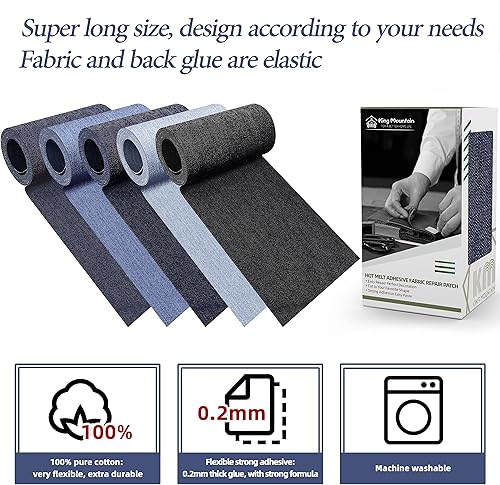 Vista 112 de KING MOUNTAIN Parche de reparación termoadhesivo, paquete de 20 piezas, parche de reparación termoadhesivo 100% algodón, 3 x 4-1/4 con pegamento