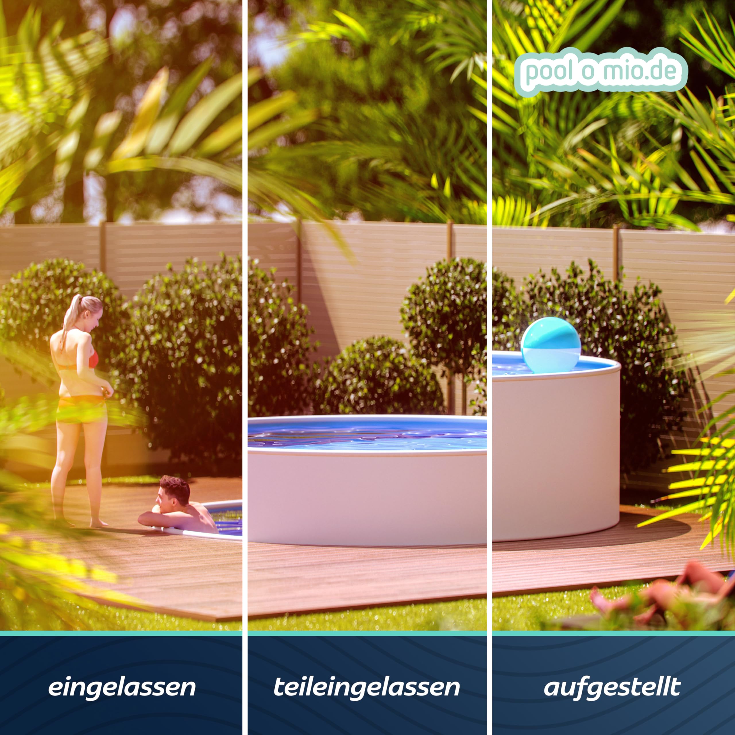 Poolomio® Piscine Ronde à Paroi Acier 240x90 Cm - Kit Complet Avec Film Et Skimmer, Blanc, Hors Sol Ou Encastrable