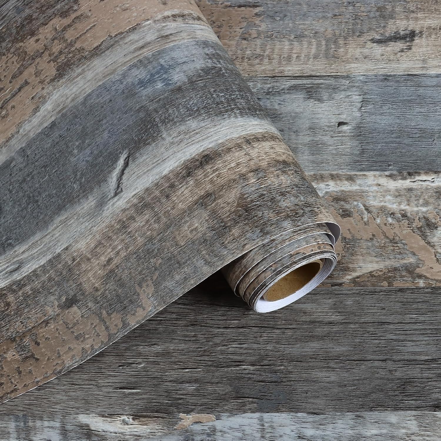 Gray Shiplap Wood Wallpaper Stick and Peel Rustic Grey Wood Plank Contact Paper for Countertop Cabinet Removable Waterproof Wood Panel Vinyl Wall Covering for Bedroom Living Room 11.8"x393"