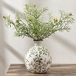 6.38" Ceramic Vase for Home Decor, Decorative Terracotta Farmhouse Rustic Vases for Living Room Kitchen Bedroom Bathroom Entryway Mantel Table, Pottery Vases for Grass Pampas Dried Fresh Flowers