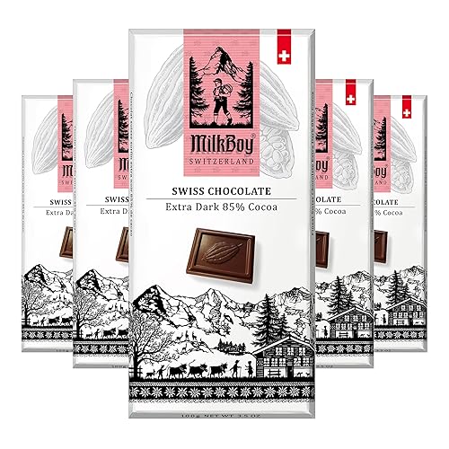 Milkboy - Chocolates negros suizos 85 chocolate negro chocolates suizos fabricados en Suiza sin lácteos vegano sin gluten sin OMG Kosher de granja