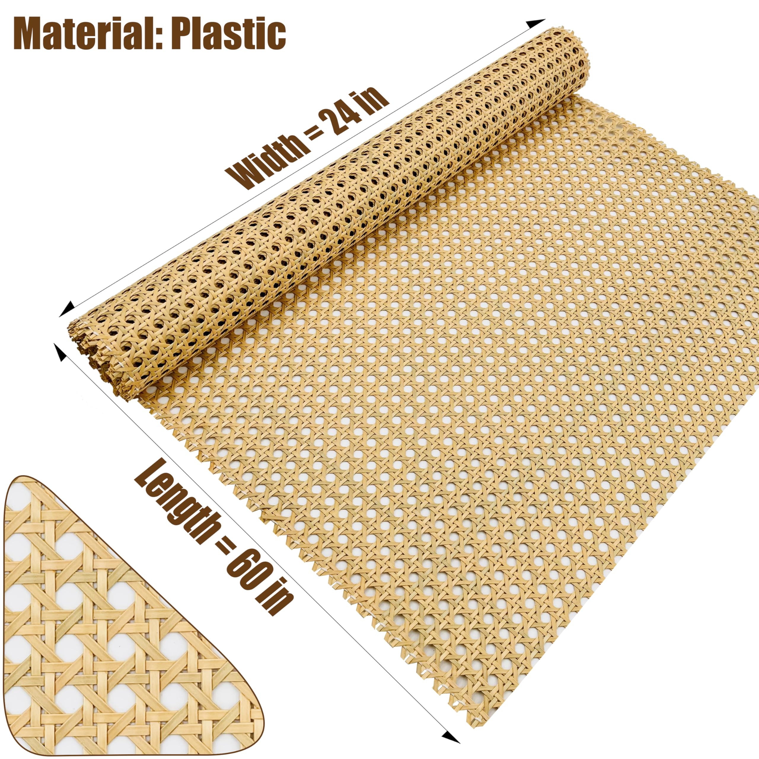 Natural Rattan Cane Webbing Roll - 18" X 3.3 Feet Large Size For Furniture DIY Projects