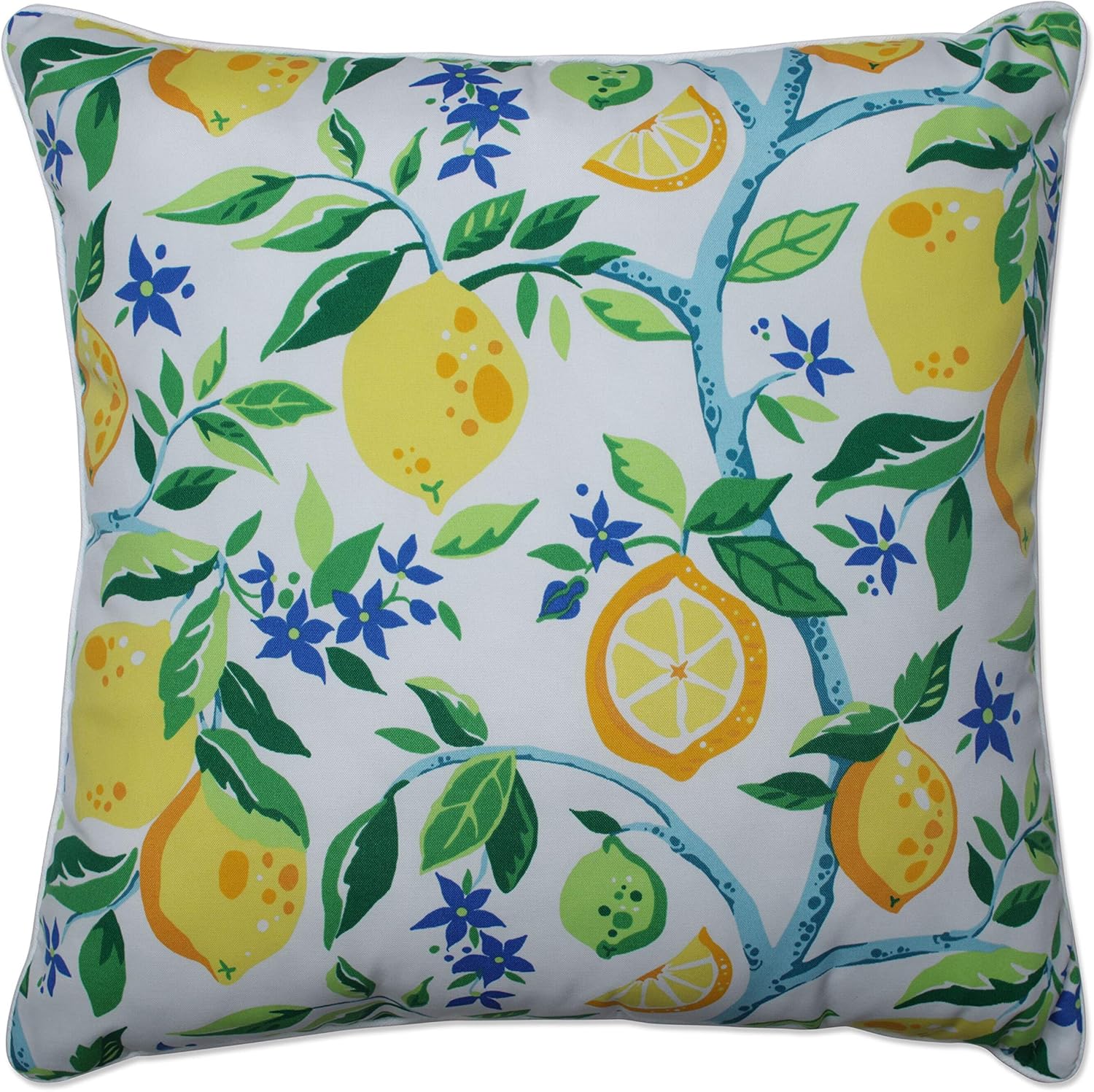 Pillow Perfect Outdoor/Indoor Pillow, Floor - 25" x 25", Yellow Lemon Tree
