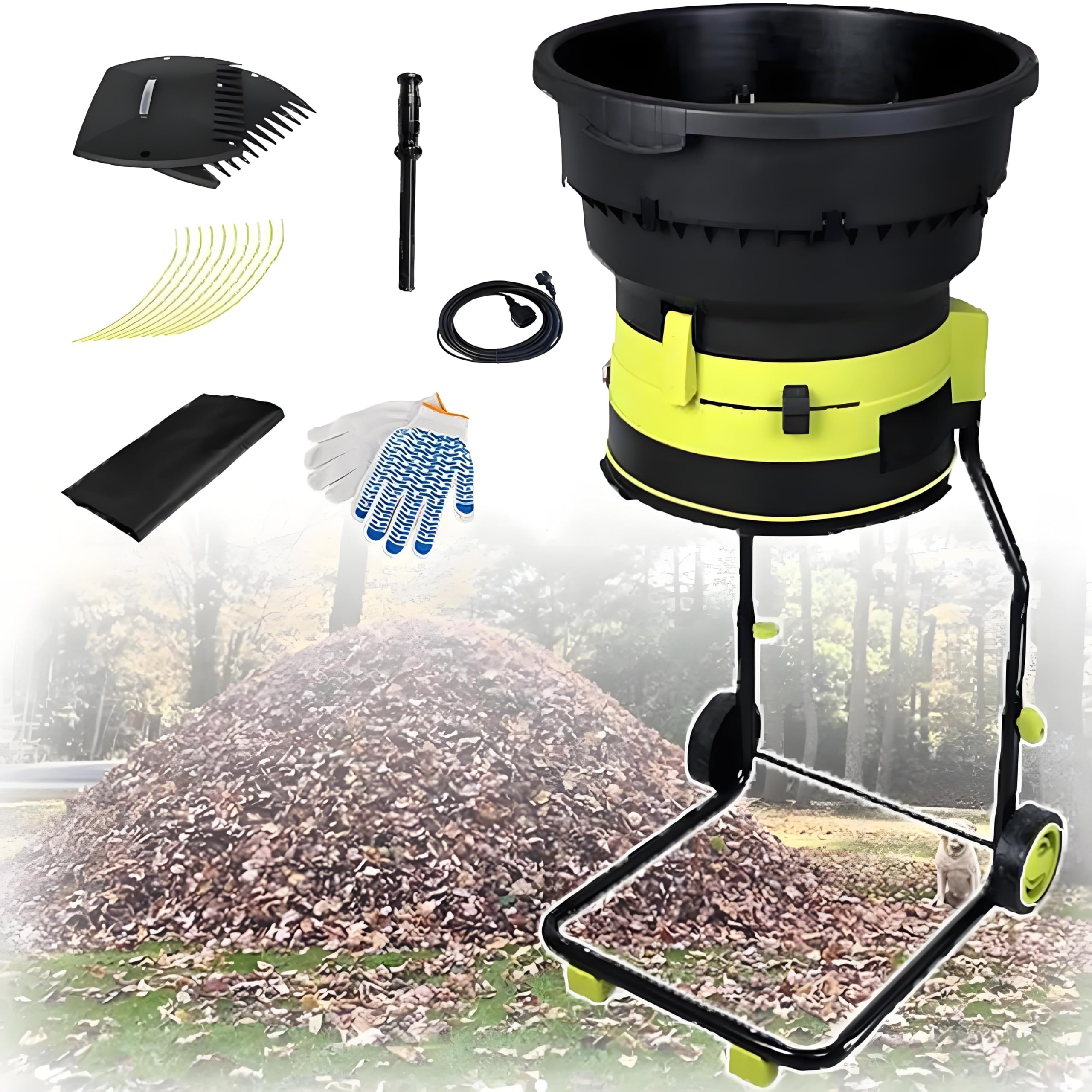 Trituradora compost eléctrica con dial ajustable y diseño portátil
