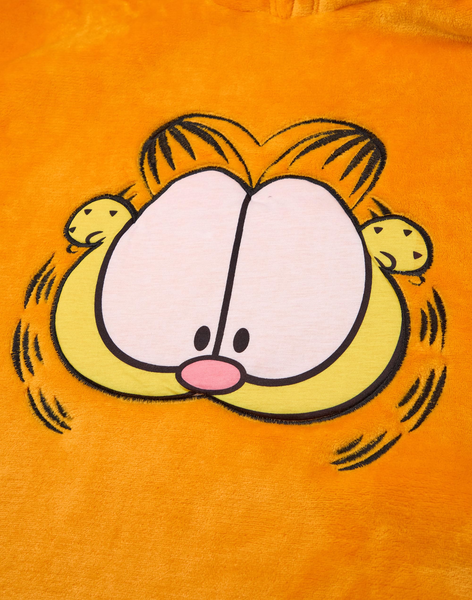 Garfield Dziecięcy koc do noszenia | Dziecięcy duży polarowy koc z kapturem w kolorze pomarańczowym | Leniwy pręgowany kot z twarzą unisex, bluza z kapturem, odzież codzienna