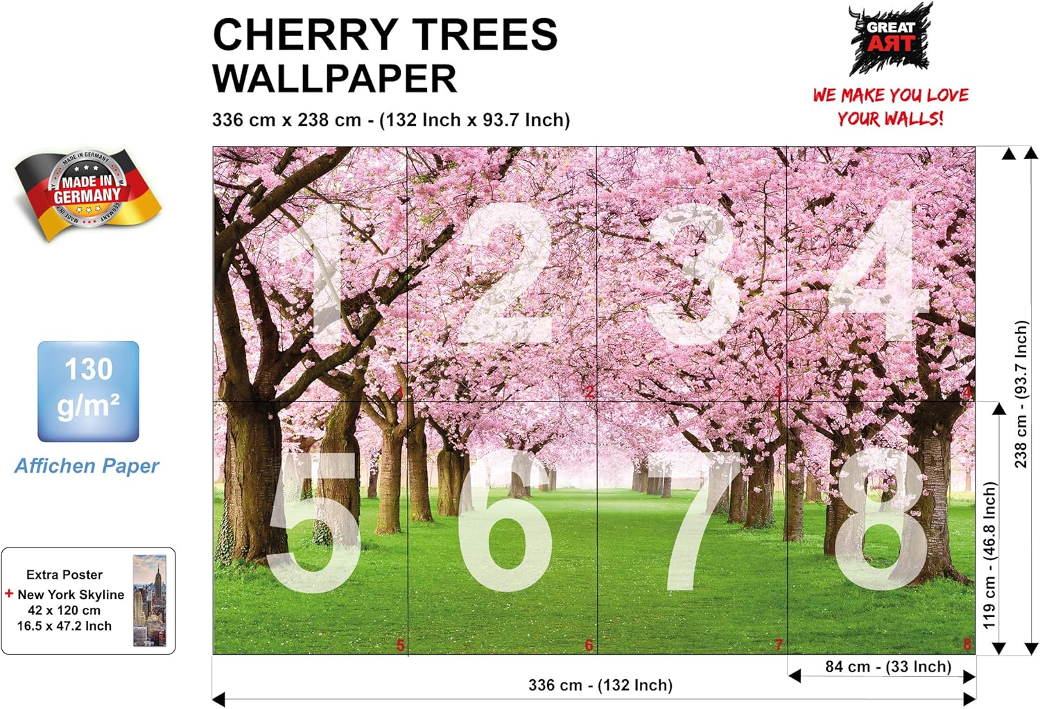 🛒 Flаѕh Sаlе Large Photo Wallpaper – Cherry Blossom Tree – Picture Decorative Spring Landscape Avenue Cherry Blossoms Sakura Bloom Flowers Image Decor Wall Mural (132.3x93.7in - 336x238cm) Nеw Prоduсt Large Photo Wallpaper – Cherry Blossom Tree – Picture Decorative Spring Landscape Avenue Cherry Blossoms Sakura Bloom Flowers Image Decor Wall Mural (132.3x93.7in - 336x238cm)