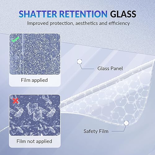 Miniatura 5 de Woodbridge Puerta de ducha sin marco de cierre suave de 57.5-60 pulgadas de ancho x 76 de alto, vidrio templado a prueba de explosiones de 38