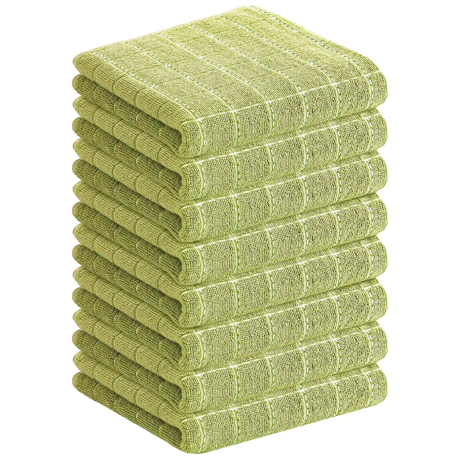 Homaxy 100% Cotton Terry Kitchen Towels, 8 Pack, Sage Green | Ultra Soft and Absorbent Dish Towels for Kitchen, Suitable for Drying and Washing Dishes