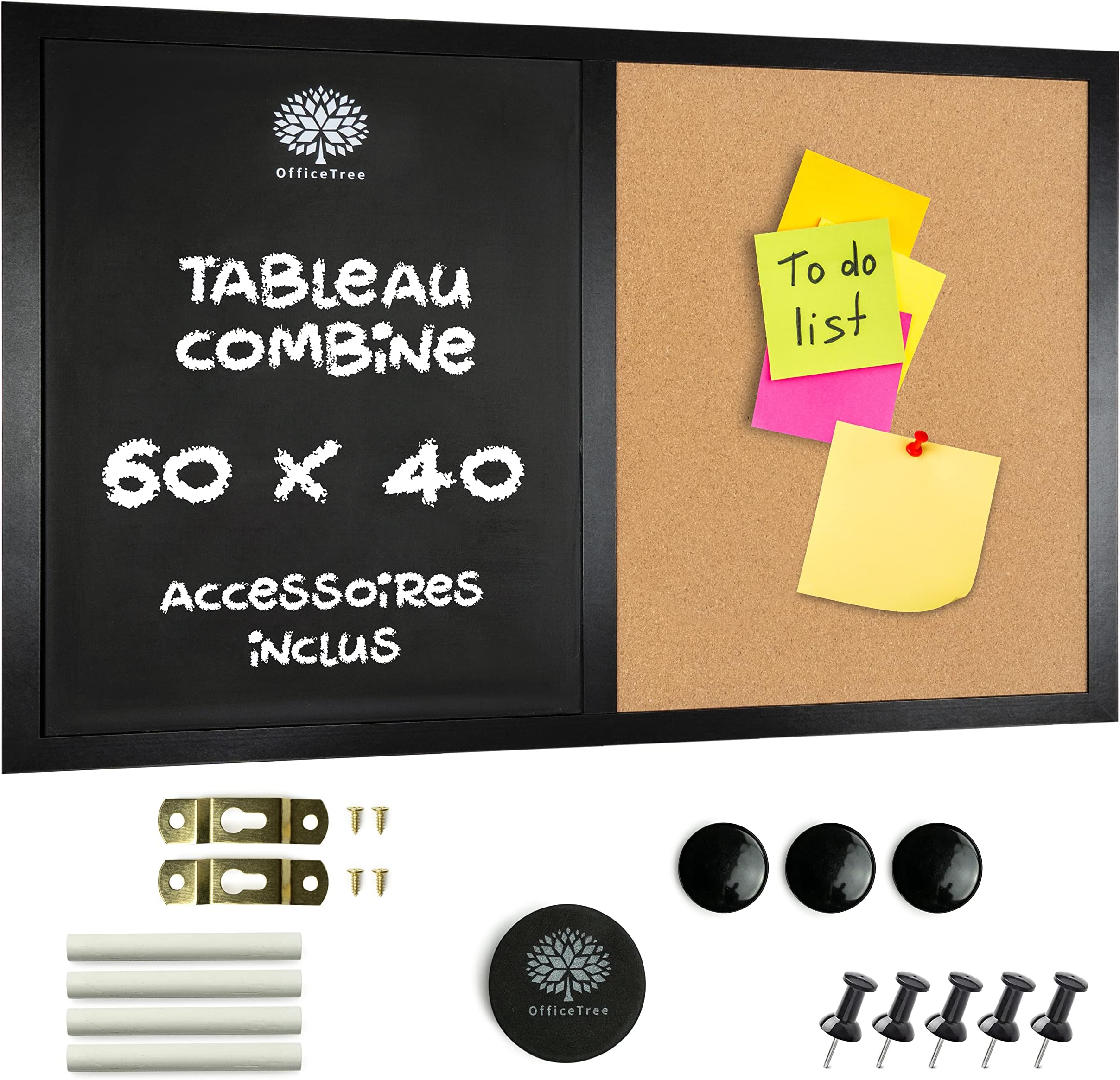 OfficeTree Tableau Mixte 60x40cm Tableau Magnétique Ardoise Noir et — free download
