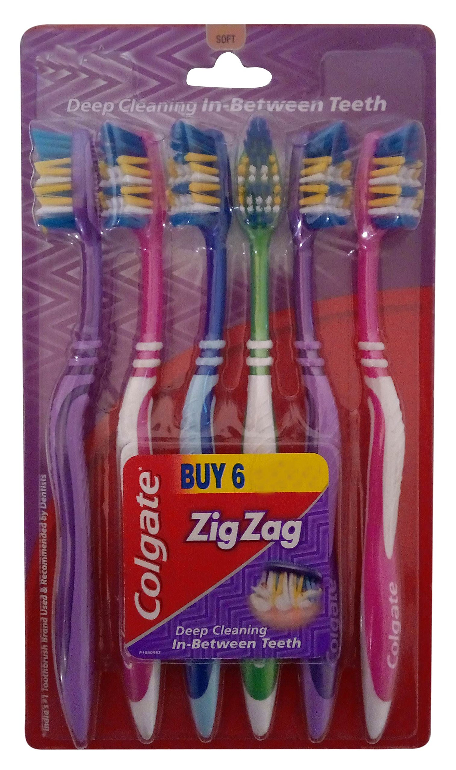 Colgate ZigZag Toothbrush - Soft, 6 Pieces Pack (B079S16Q3K) Amazon Price History, Amazon Price Tracker