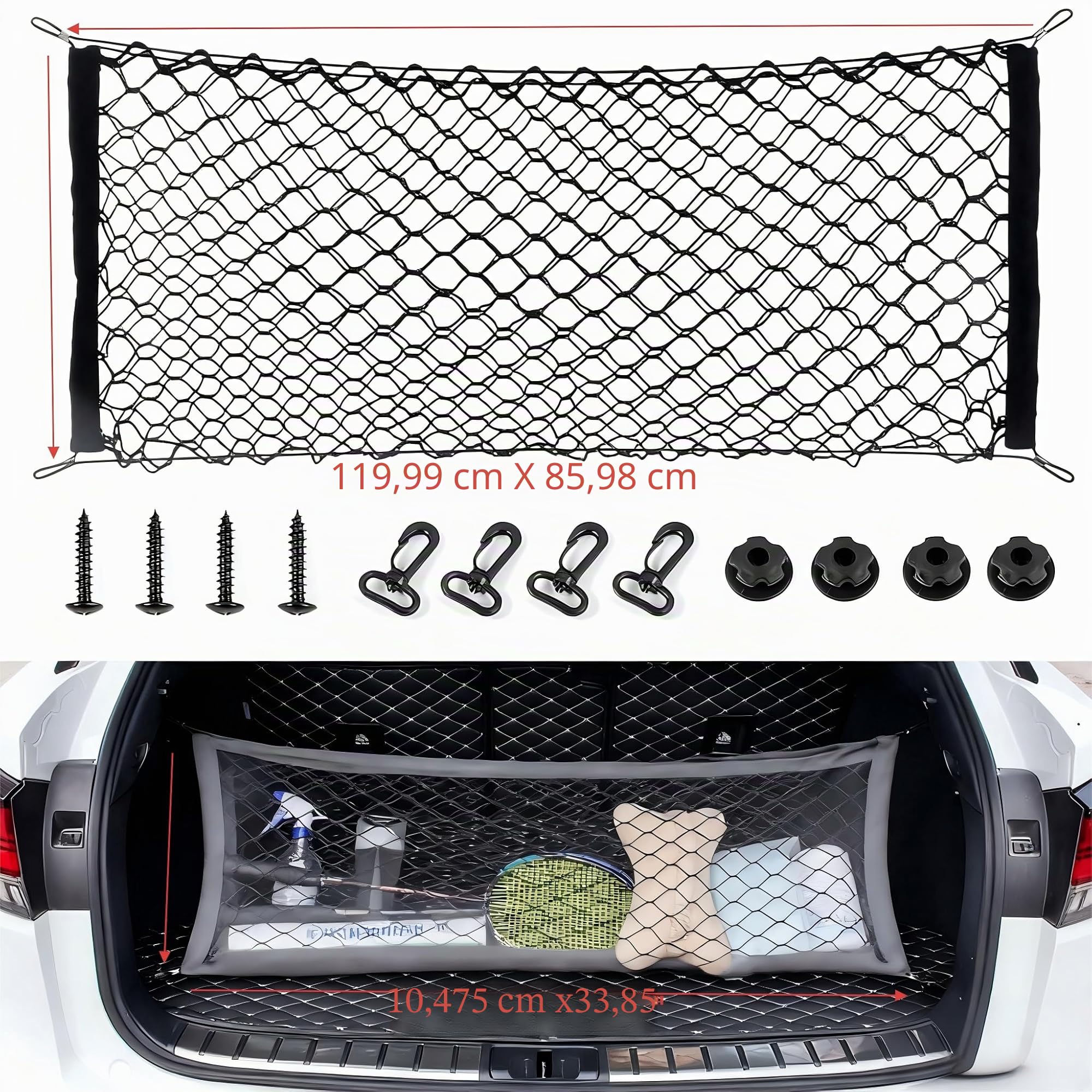 Couche Double Filet Coffre Voiture, Animaux Portable pour Chien, Universelle pour Voiture Séparation pour Chien Chat Filet,120x85cm