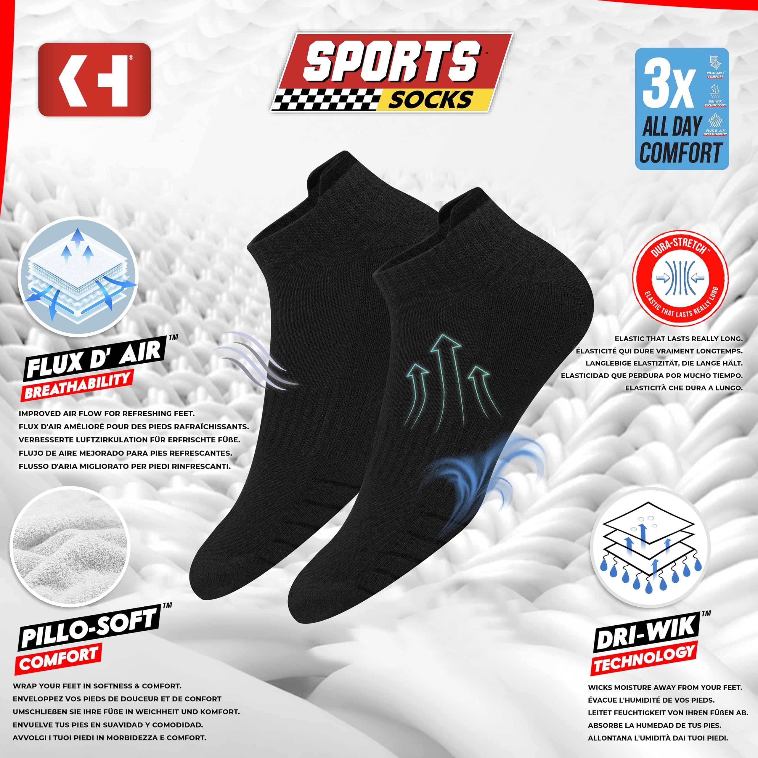 KOPNHAGN 12P calze uomo corti estivi spugna calzini corte donna running sportivi, 12 paia
