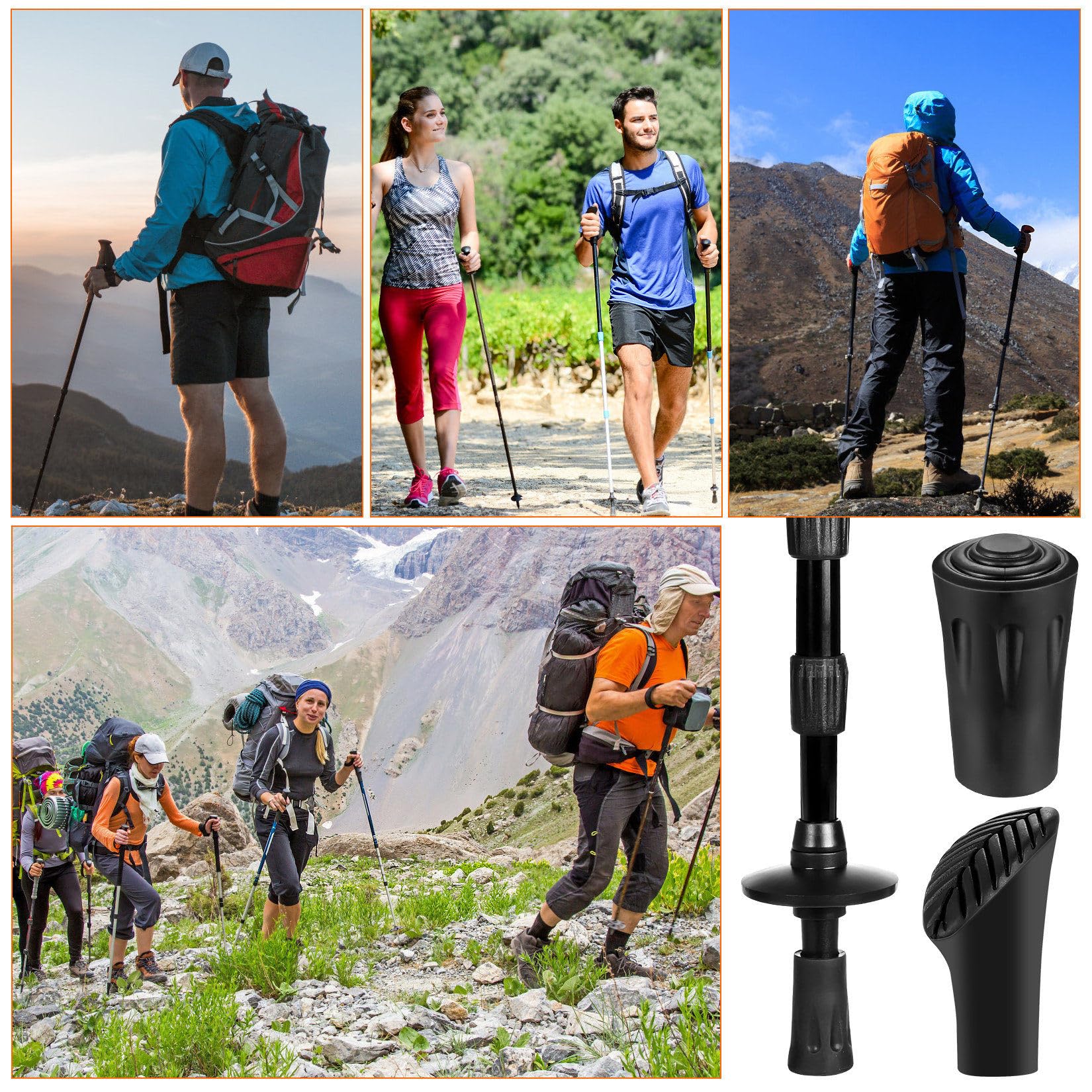 14 szt. kijki do chodzenia, gumowe końcówki, ochraniacze na końcówki kijków trekkingowych, czarne gumowe okucia do kijków do chodzenia 11 mm, kijki turystyczne, laska, kijki do nordic walkingu, gumowe