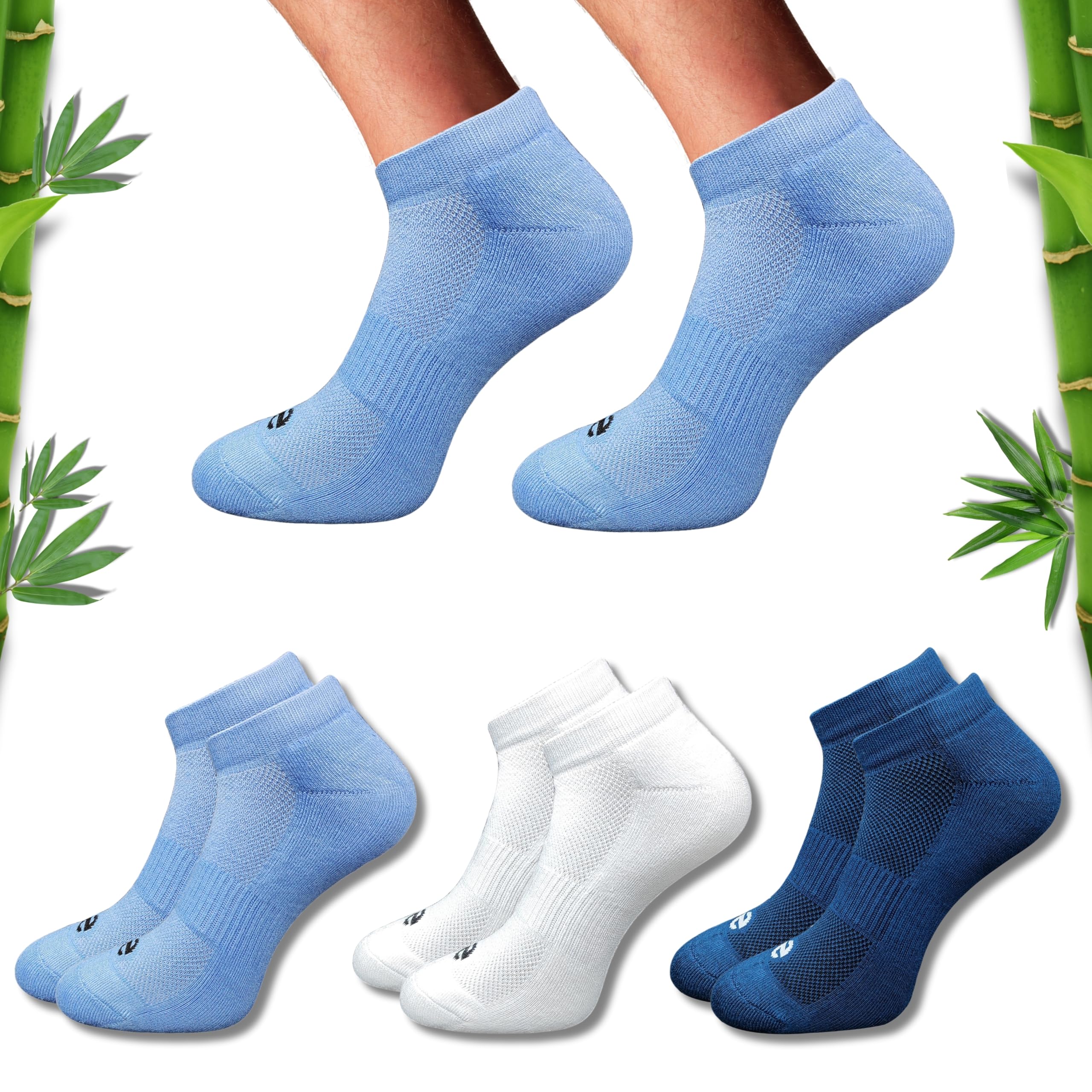 ecosync Premium Bamboo Unisex Socks - Low Cut (Set of 3: Sky Blue + Off White + Navy) | 88% Bamboo Fabric, Anti-Bacterial, Breathable, Soft, Seamless Design.-picture-31
