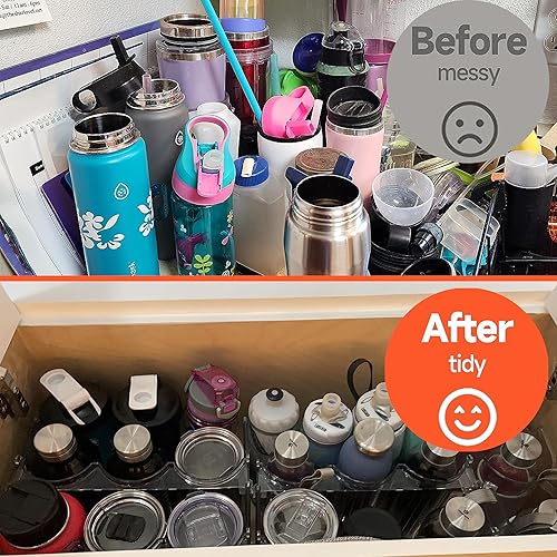 Miniatura 4 de Baosia Organizador apilable de botellas de agua para gabinete, soporte transparente de alta calidad para vaso, botella de viaje, estante de vino,