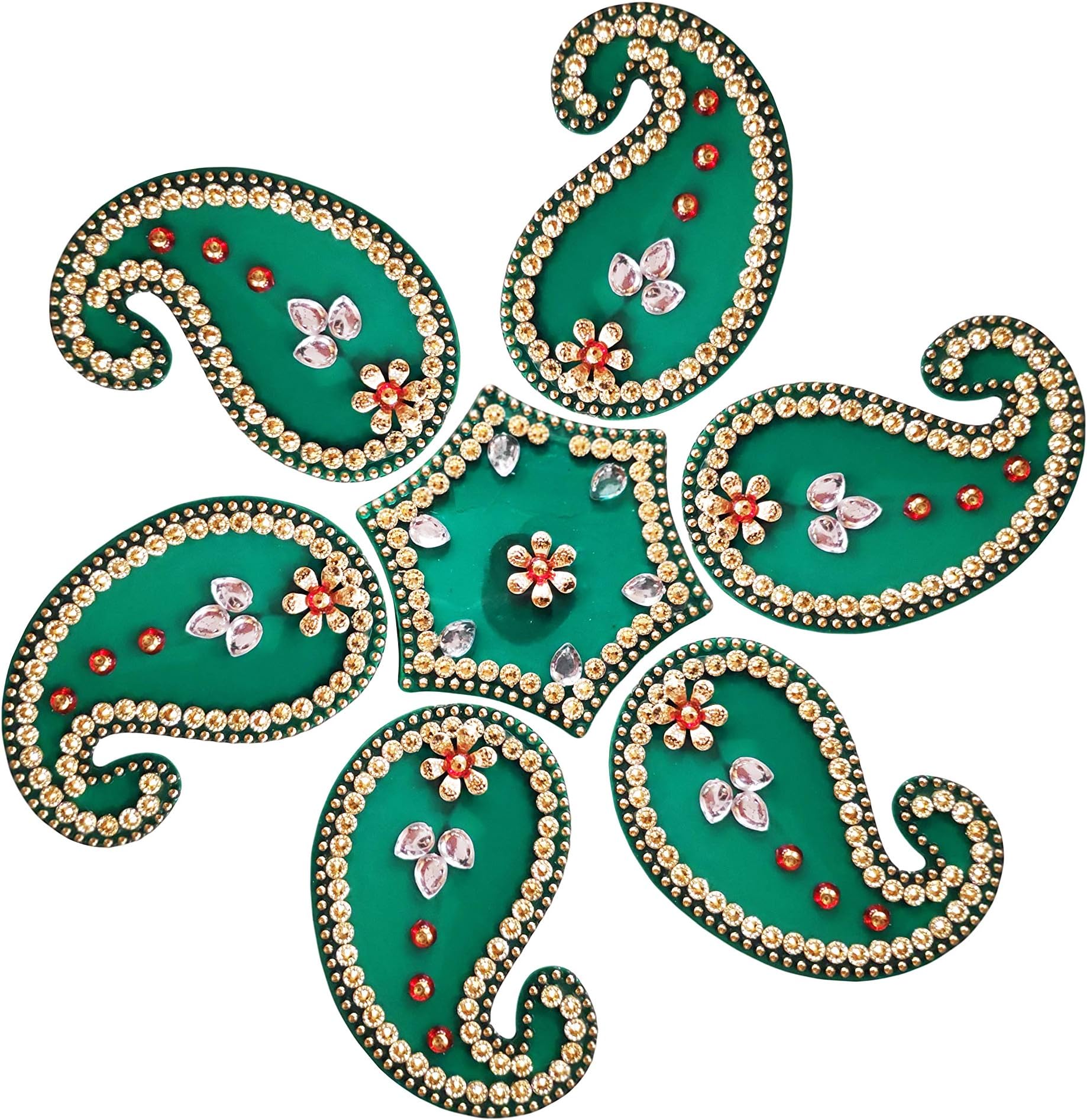 Handmade Diwali Floor Rangoli Design Studded Stones & Sequins Traditional Festive Home Decorations (design3)