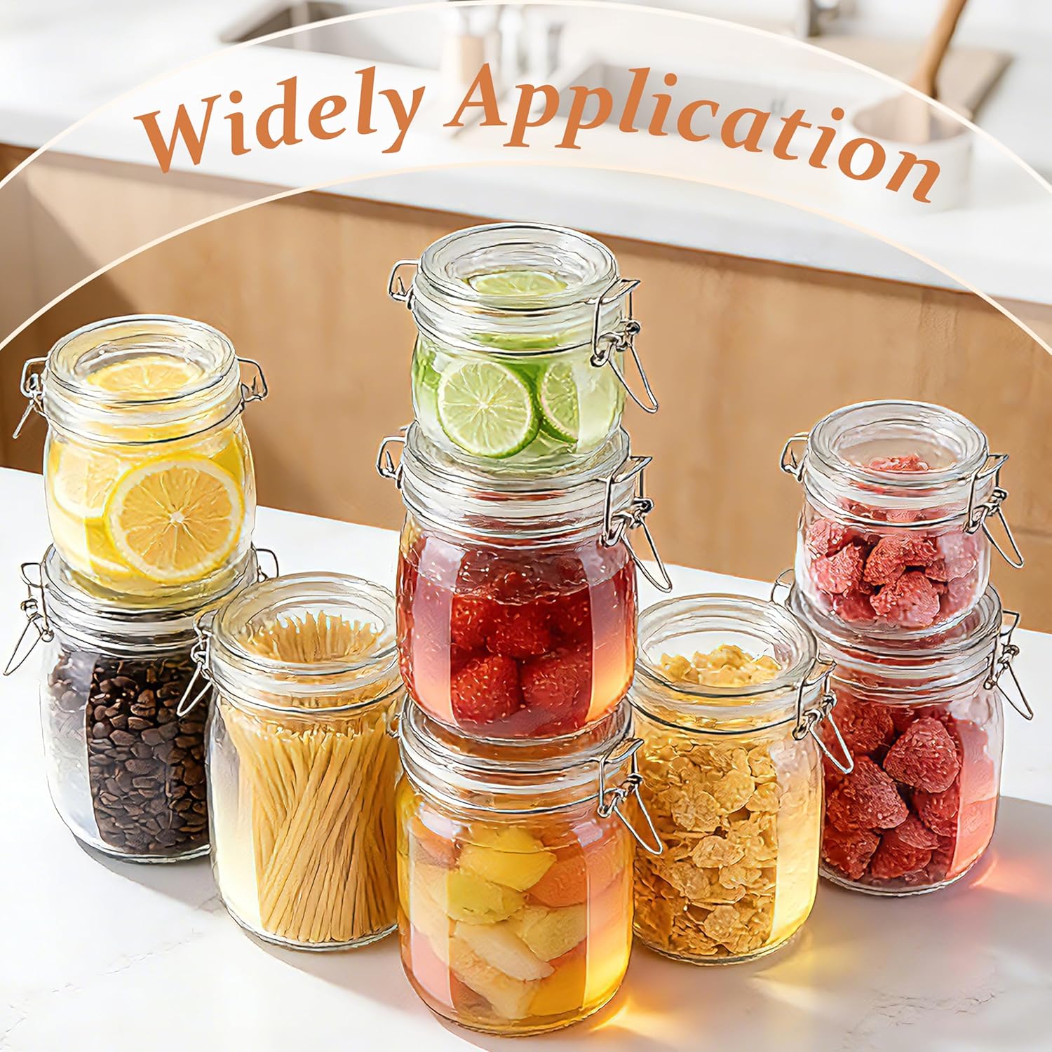 Airtight Glass Jar With Lids 32 OZ Wide Mouth Clear Storage Canisters 2 Pack Leakproof Food Storage Containers Glass Sealed Food Storage Jars With Metal Safety Buckle For Kitchen Pantry Organization - Image 6