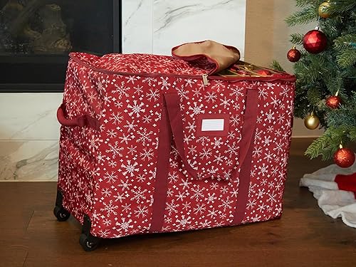 Miniatura 4 de Covermates Keepsakes Bolsa de almacenamiento ajustable para adornos, con asas de transporte, protección acolchada, ruedas dobles, almacenamiento