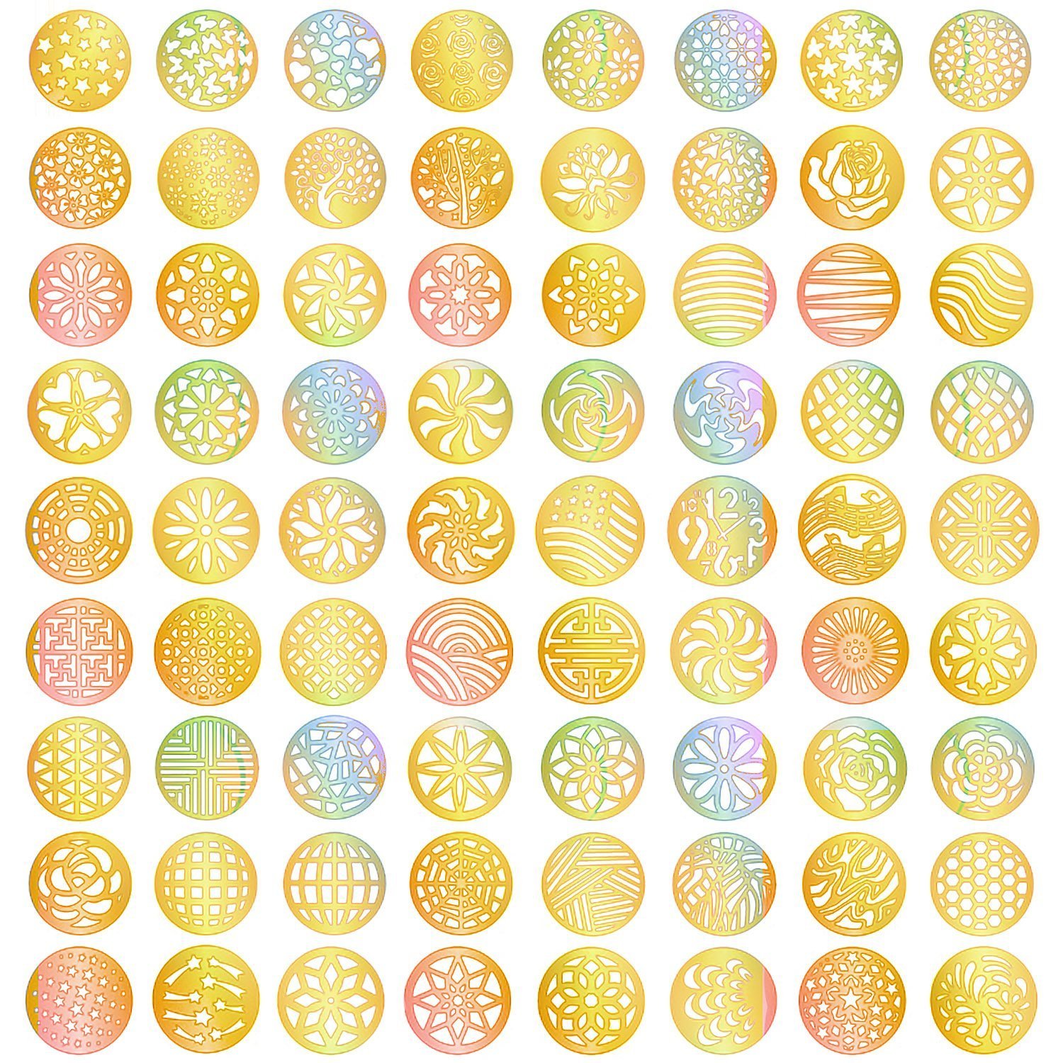 288 Pieces 72 Designs Gold Nail Vinyls Nail Stencil Sticker Sheets Set For Circular Hollow Nail Art Design, 24 Sheets (Gold Circular Hollow)-image-32