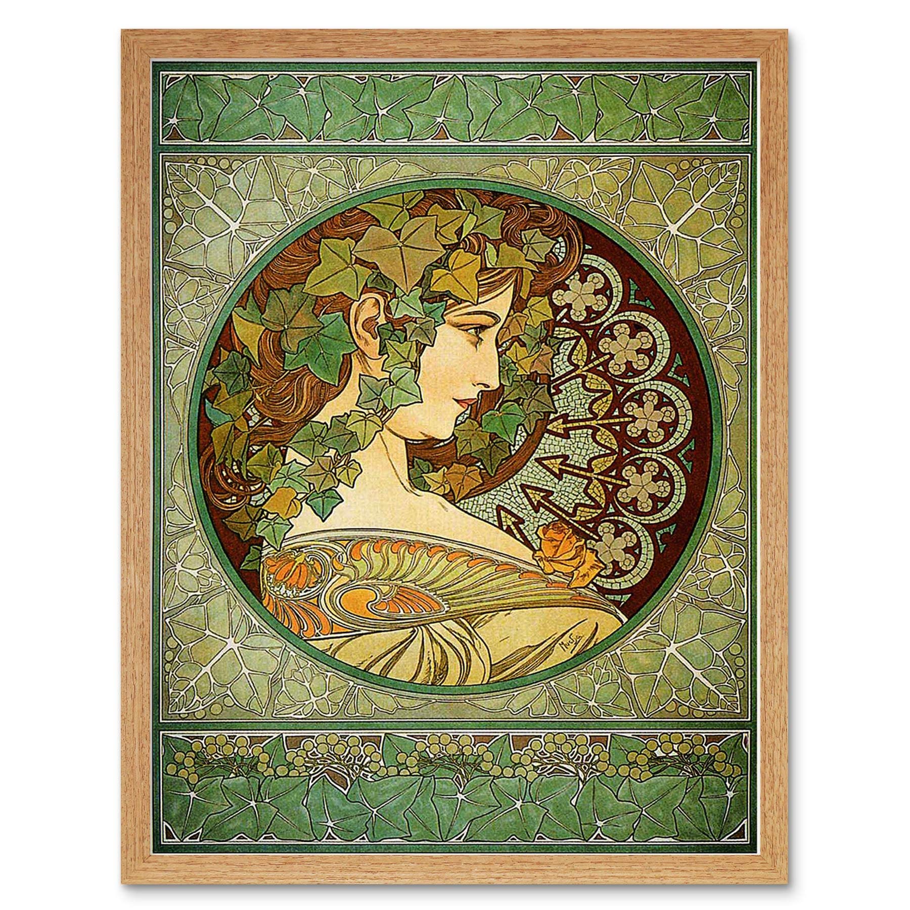 Wee Blue Coo Alphonse Mucha Laurel 1901 Old Master Painting Art Print Framed Poster Wall Decor 12X16 Inch