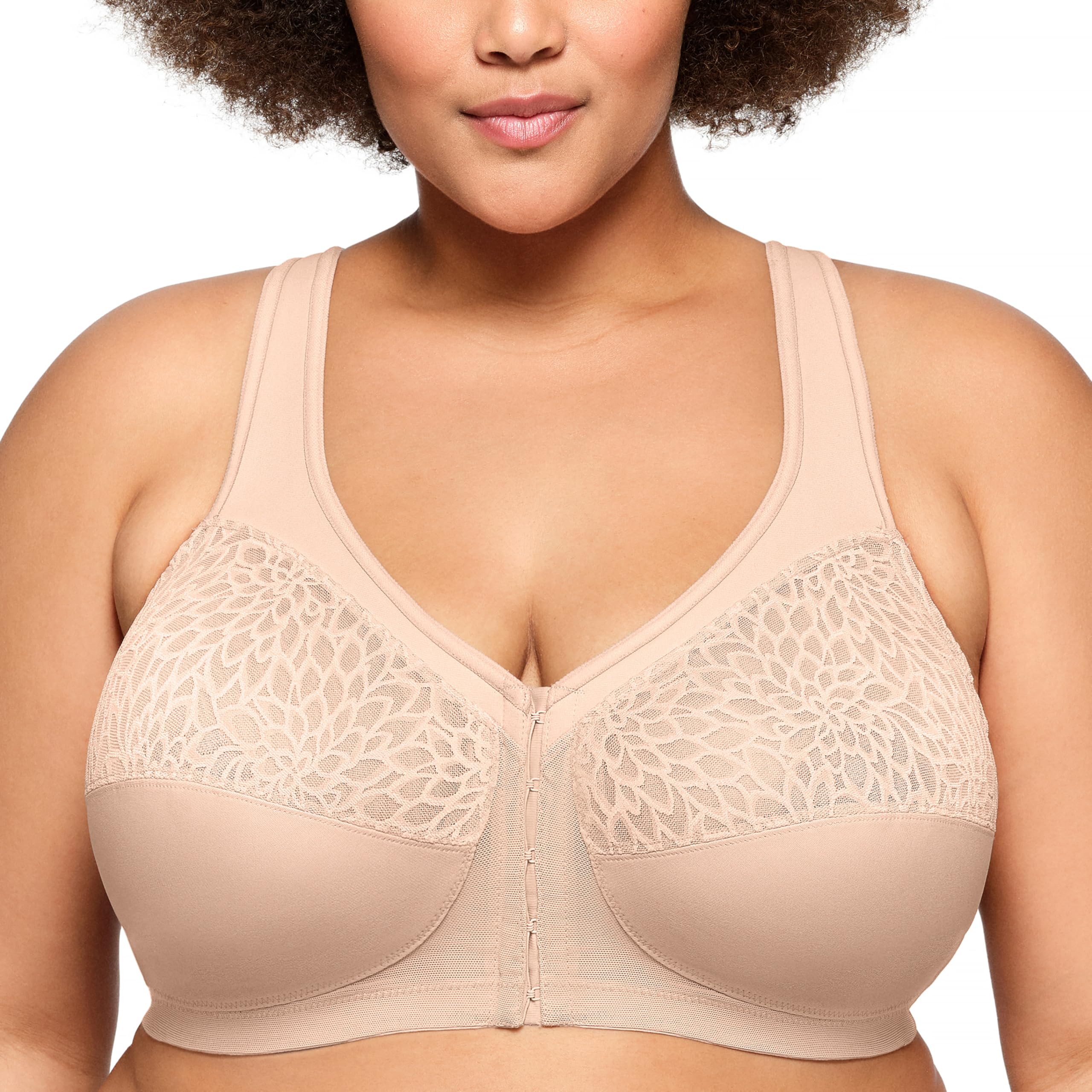 Glamorise 1206 Magic Lift Bra - Cafe - Size 48F - Wireless Cups - Racerback Design