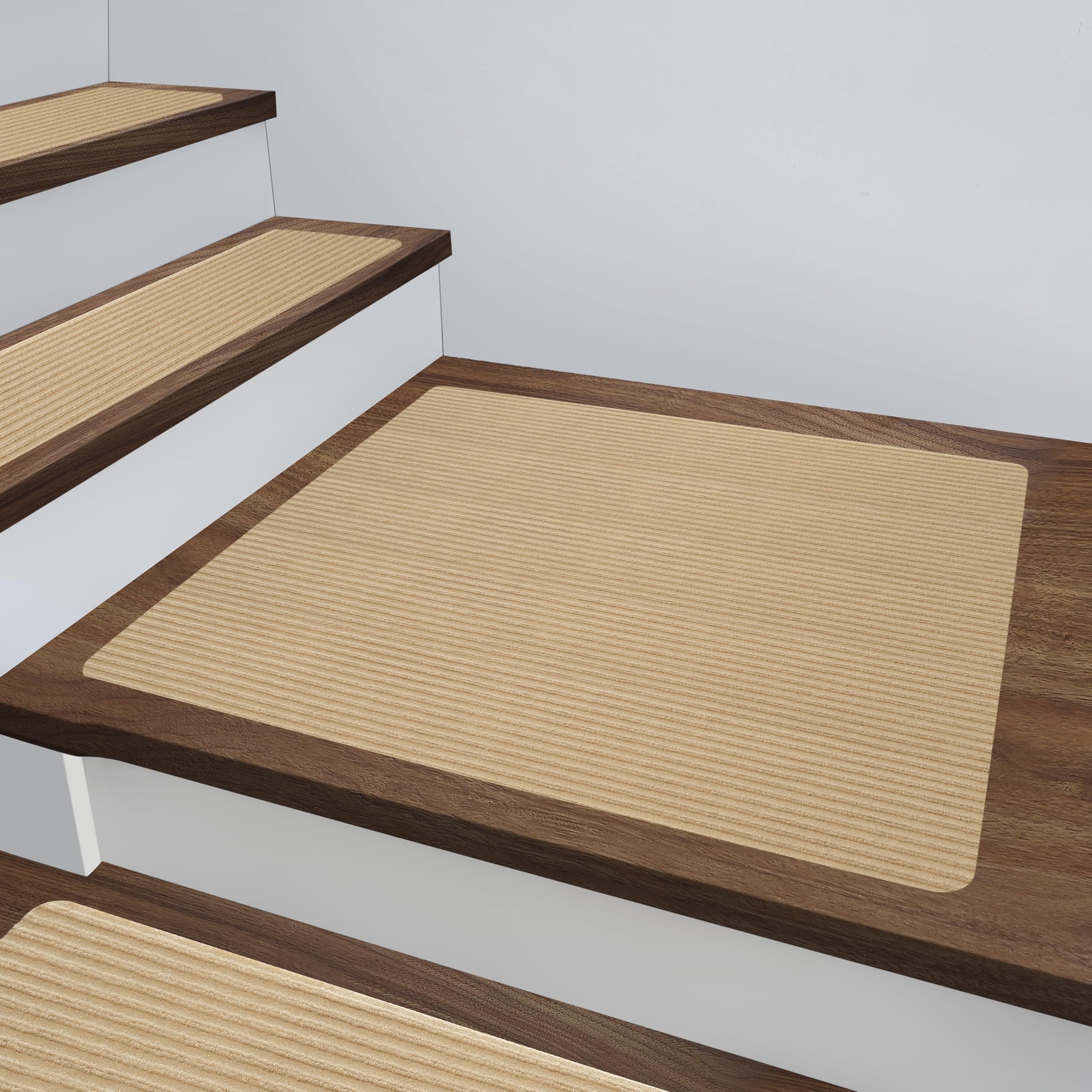 MBIGM Non-Slip Carpet Stair Tread Mat 30" x 30" Landing Rug Matching Mat Non-Skid Safety Rug Slip Resistant - Beige