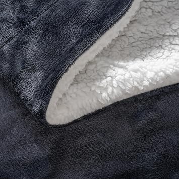 Berkshire Blanket-Sherpa Fleece Blanket, Warm and Soft Loftmink Reversible Blanket for Bed, Sofa and Travel, Black, 60 in x 90 in