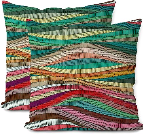 Miniatura 10 de Fundas de almohada coloridas bohemias de 18 x 18 pulgadas, fundas de almohada abstractas modernas, funda de almohada de decoración bohemia,