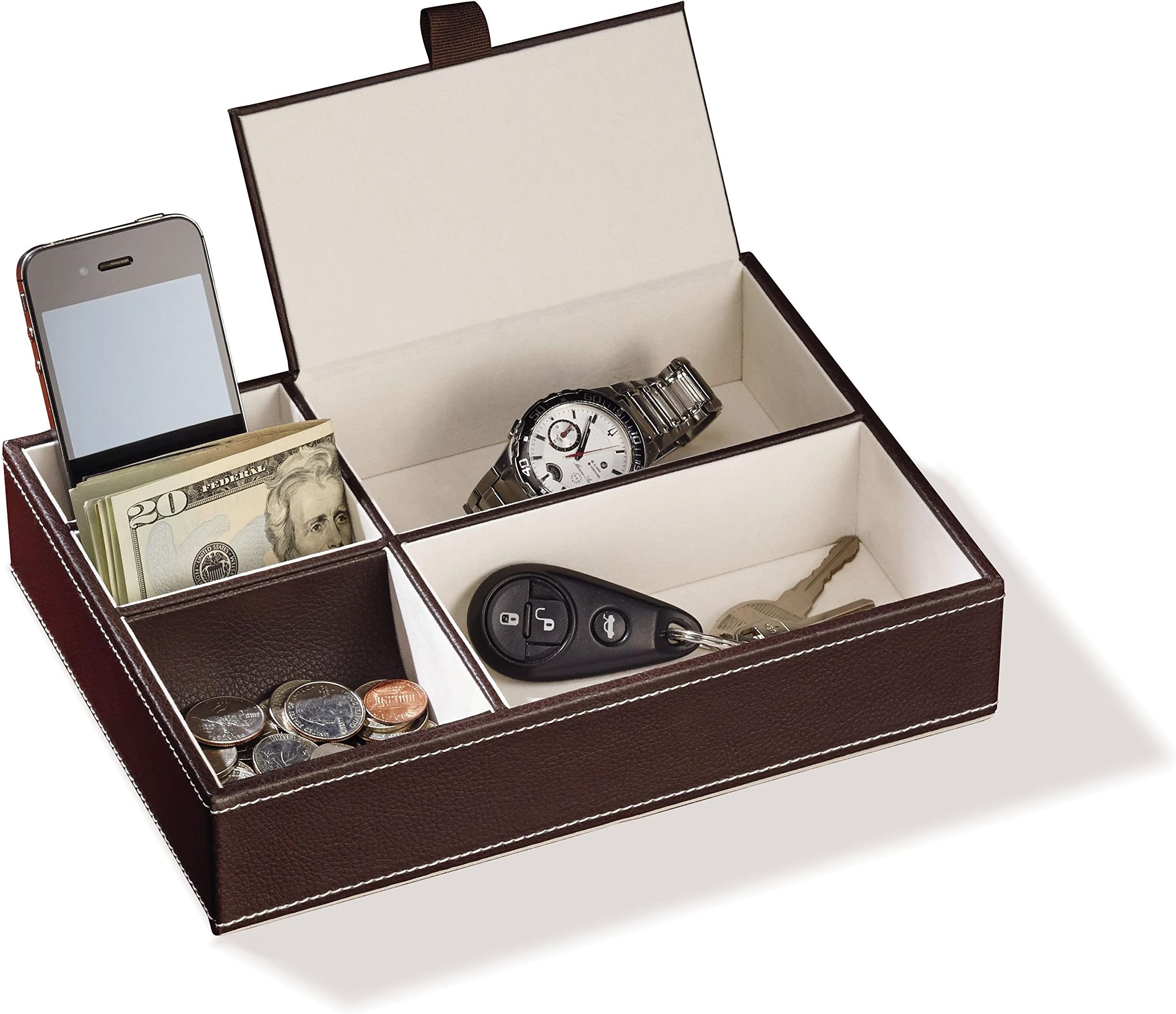 EB Brands UK Valet Tray, Wood, Brown, 24x16x4 cm