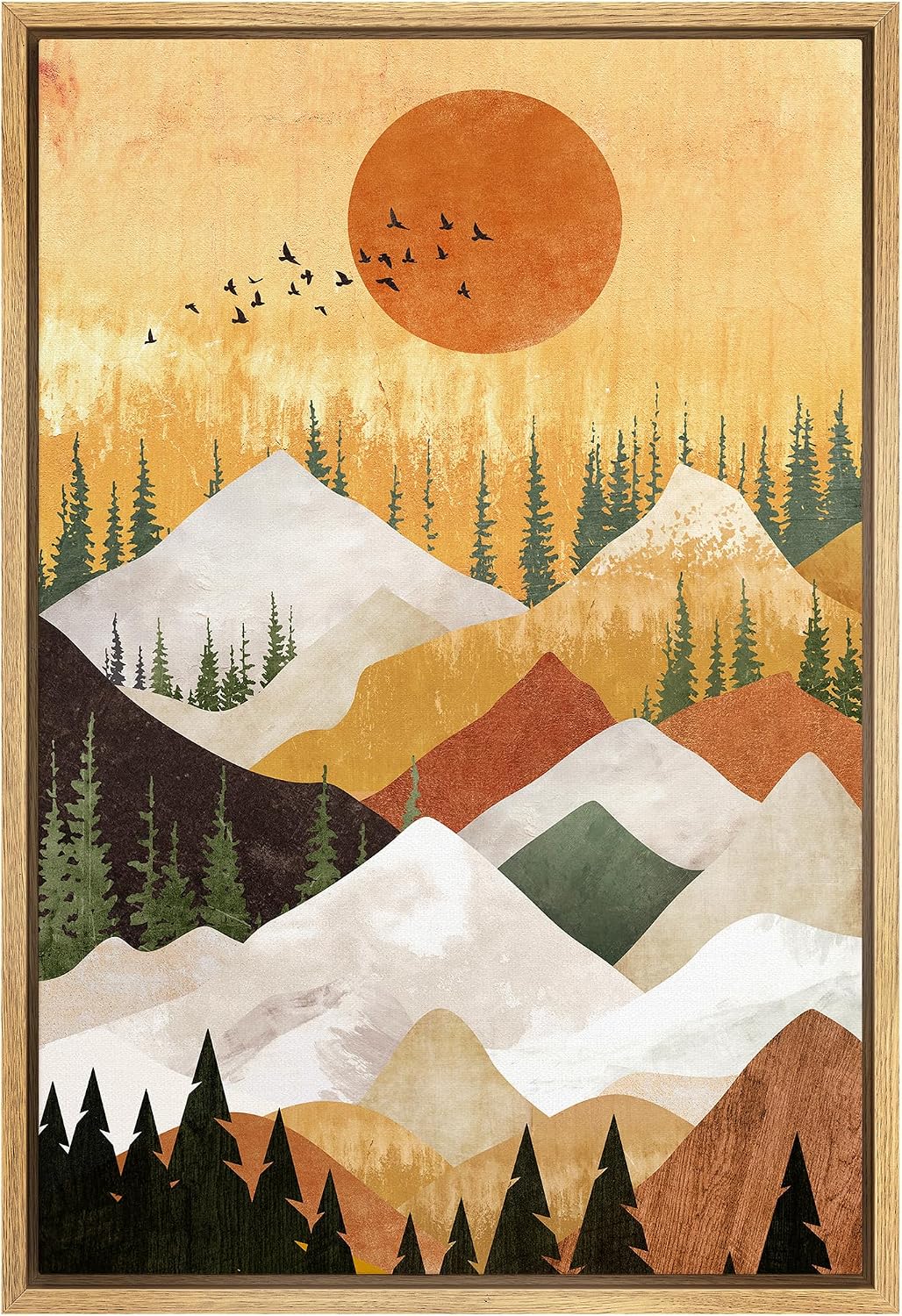 Amazon.com: SIGNFORD Framed Canvas Print Wall Art Orange Sunset ...